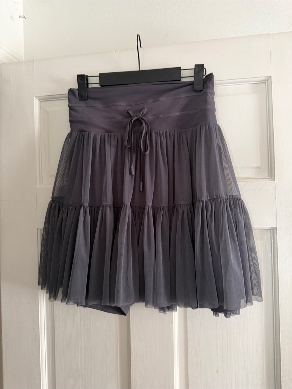 Women’s Gray Tiered Tulle Skirt with Drawstring Waist popflex with shorts